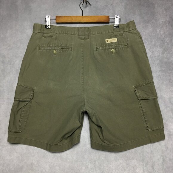 Columbia Mens Cargo Shorts size 34‎ Green Pleated Cotton Trail Summer - Picture 7 of 13